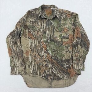 VTG Duxbak Realtree Camo Button Up Shirt Heavyweight Shirt Sz Med Faded
